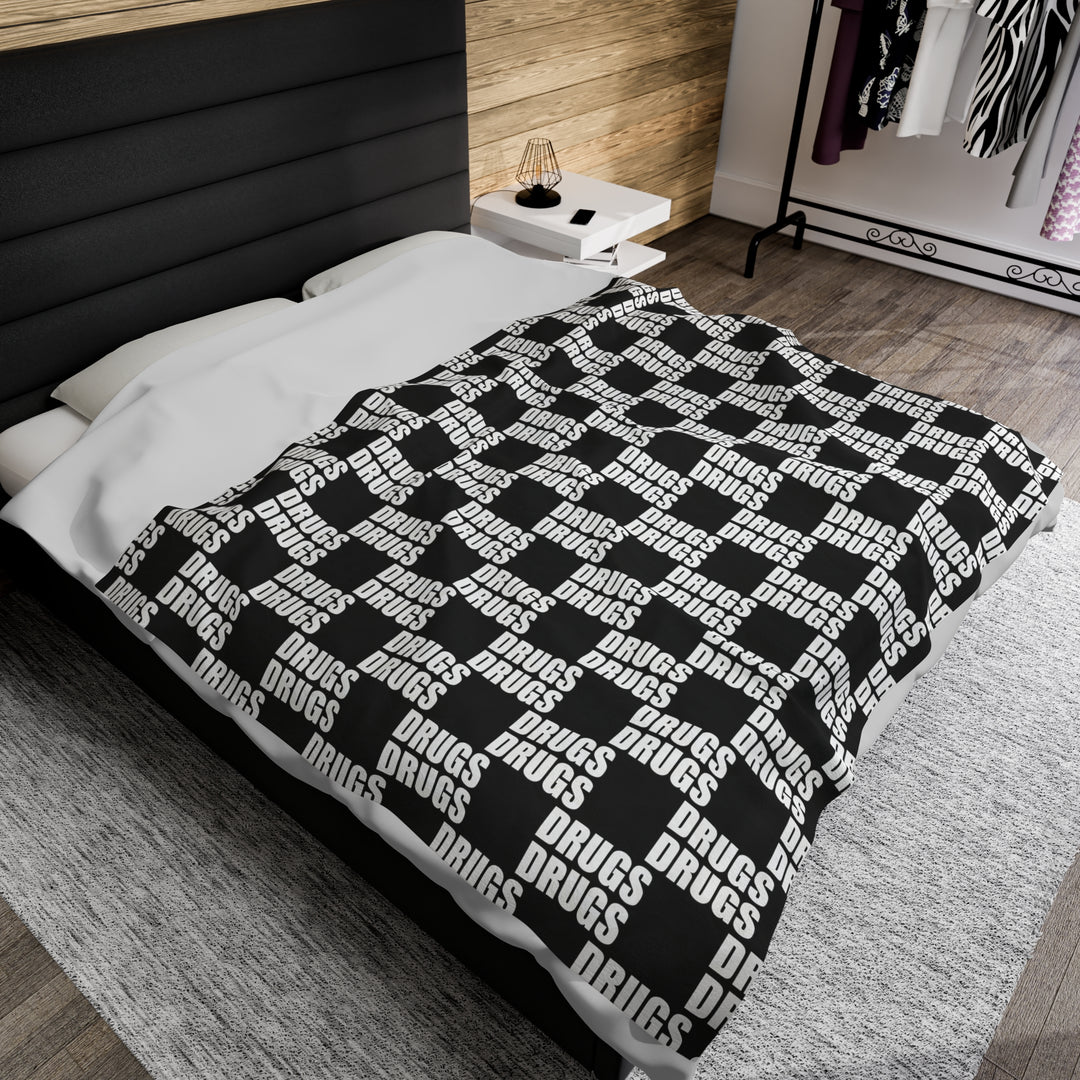 Black and white 'drugs' throw blanket 