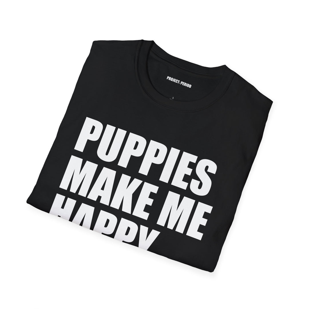 Puppies Make Me Happy Black Shirt