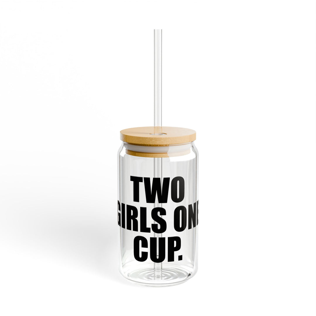 Two Girls One Cup Clear Glass Tumbler and Straw