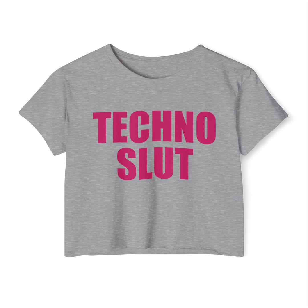 Pink And Gray Techno Slut Crop Top