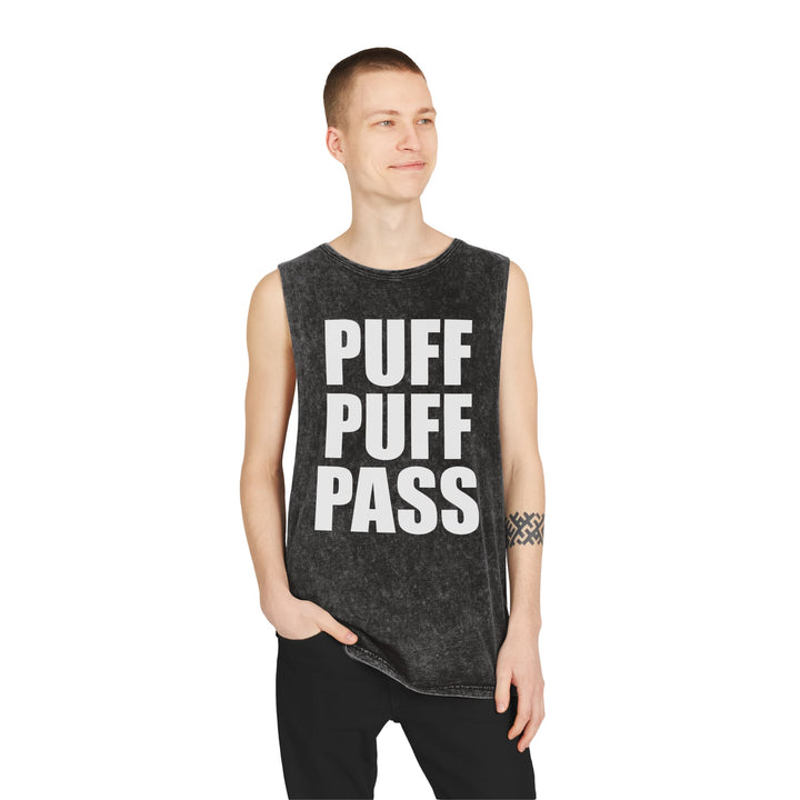 Stonewash 'puff puff pass' tank top