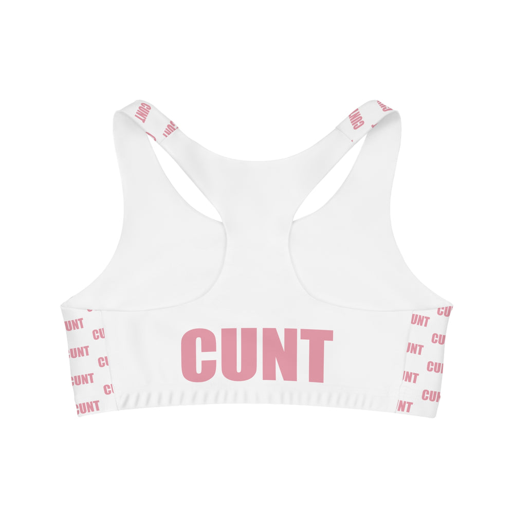 Cunt White and Pink Sports Bra