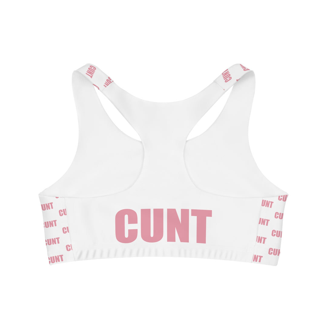 Cunt White and Pink Sports Bra