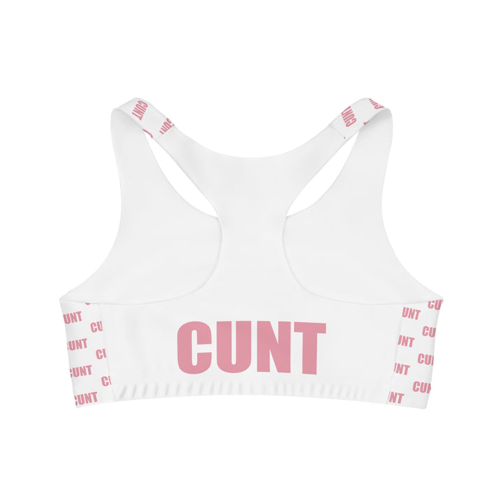 Cunt White and Pink Sports Bra