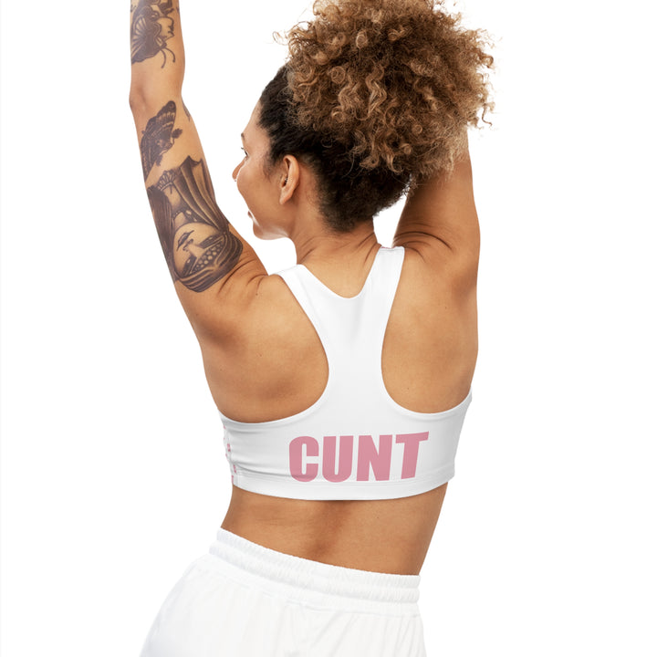 Pink And White Cunt Sport Bra