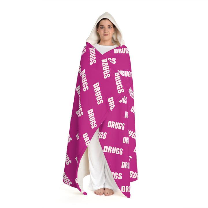 Pink Drugs Hooded Sherpa Fleece Blanket