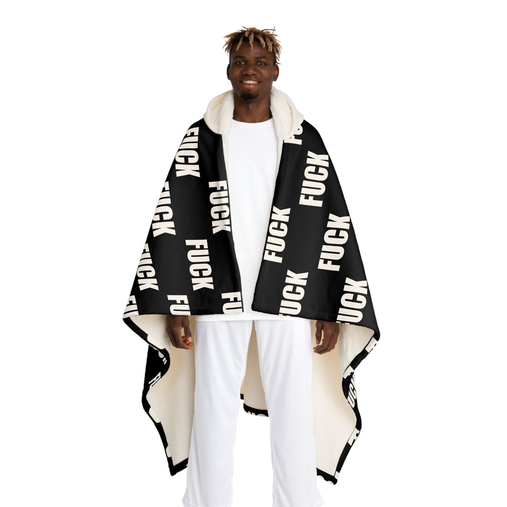 Fuck Hooded Sherpa Fleece Blanket 