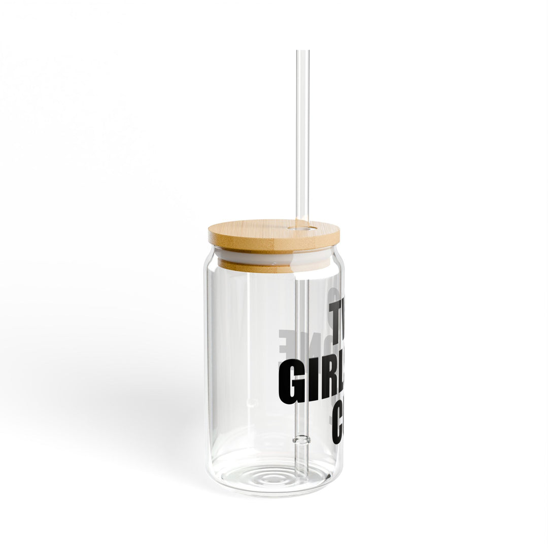 Clear Glass Tumbler With Straw Two Girls One Cup