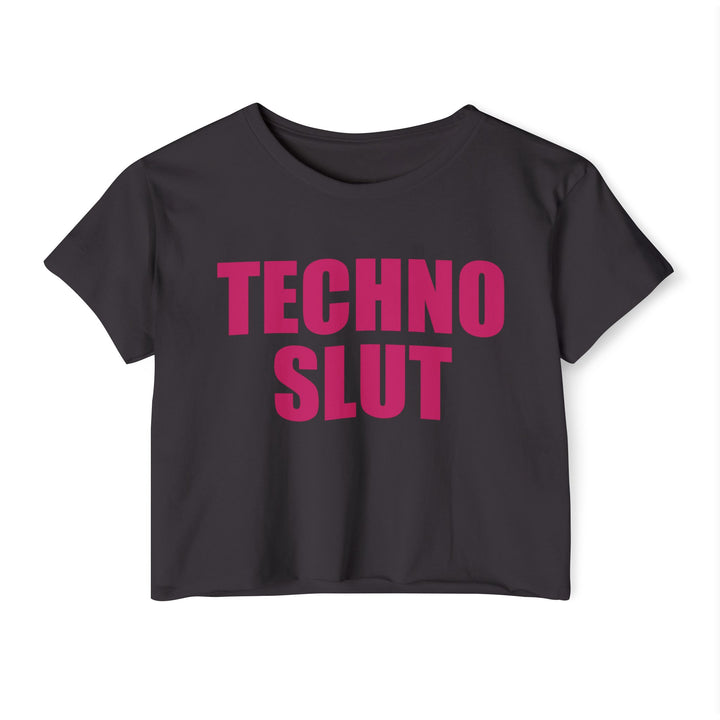 Pink Techno Slut Crop Top