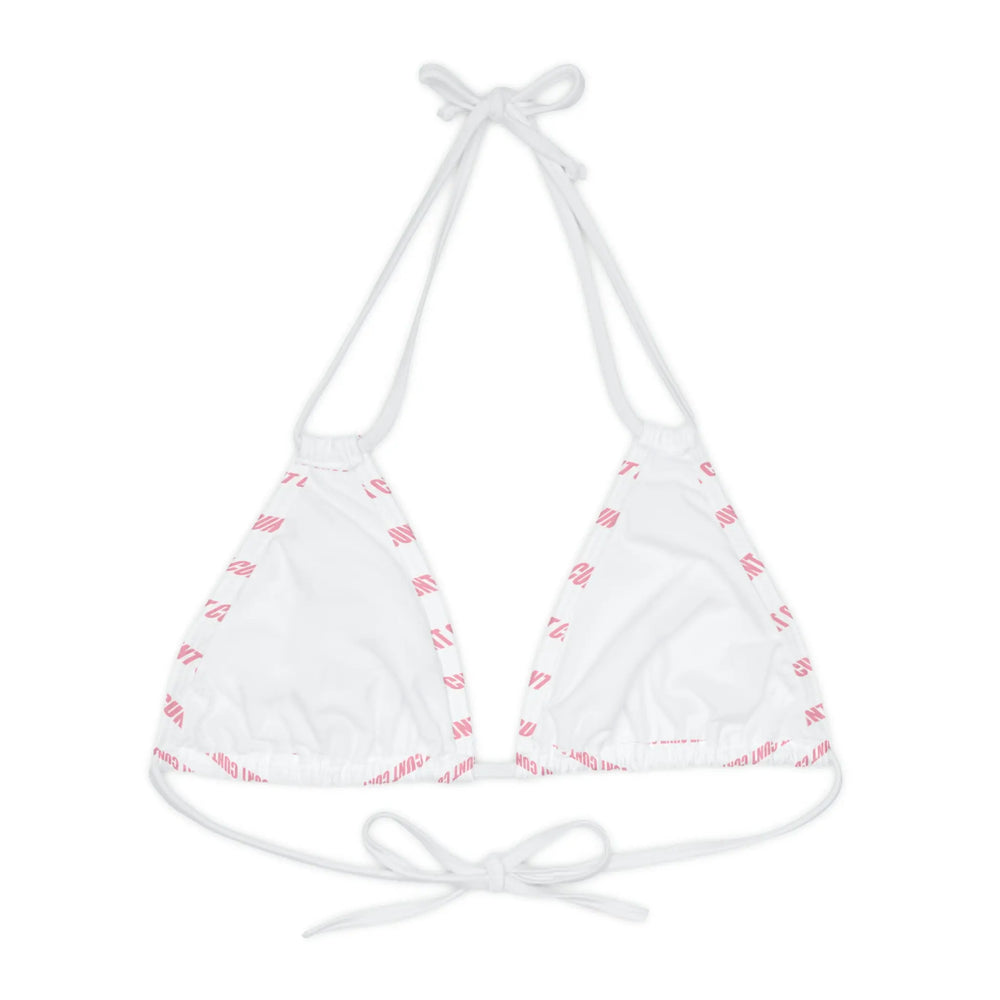 Pink and White Triangle Bikini Top 'Cunt'