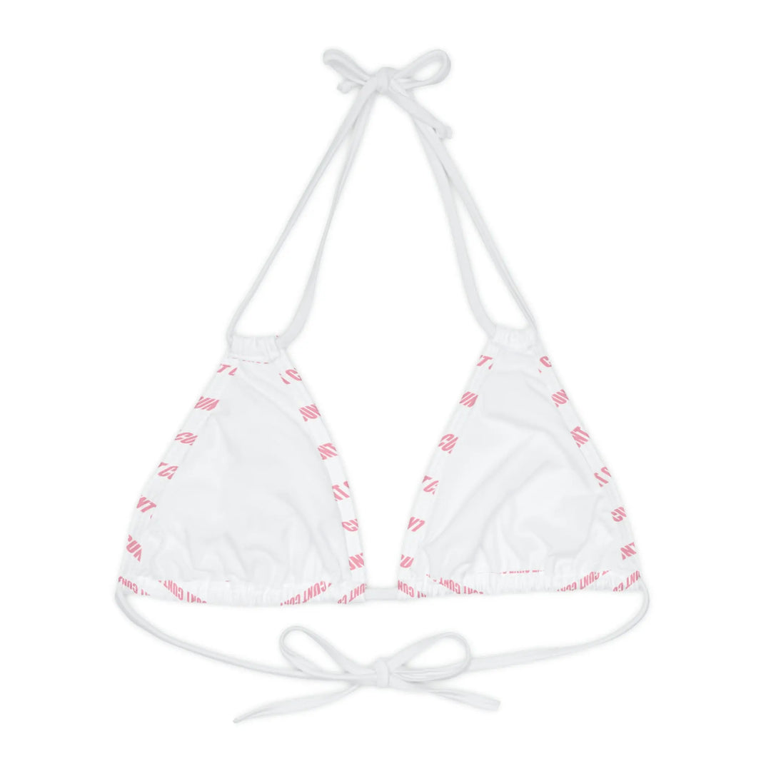 Pink and White Triangle Bikini Top 'Cunt'