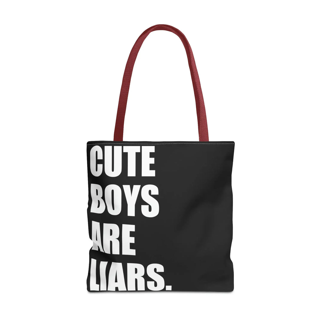 Cute Boys Are Liars Tote Bag With Red Handle