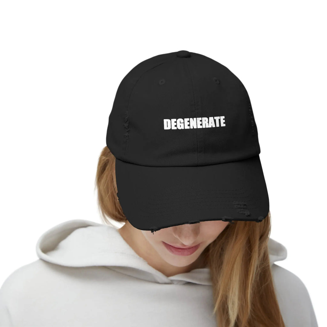 Black Degenerate Unisex Distressed Hat