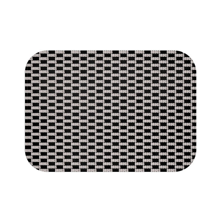 Drugs Patterned Bath Mat Black And White