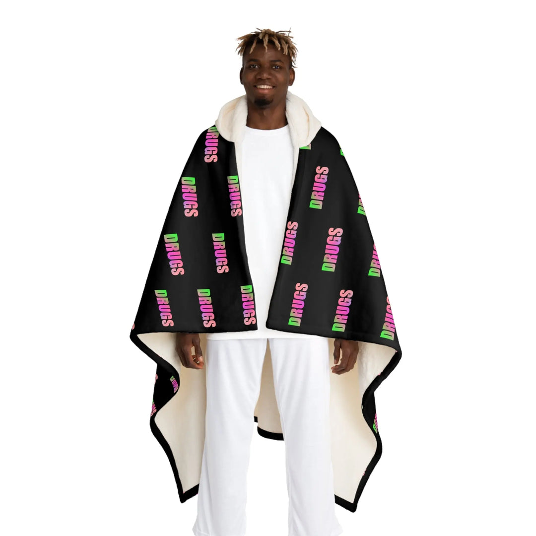 Drugs Holographic Hooded Fleece Sherpa Blanket