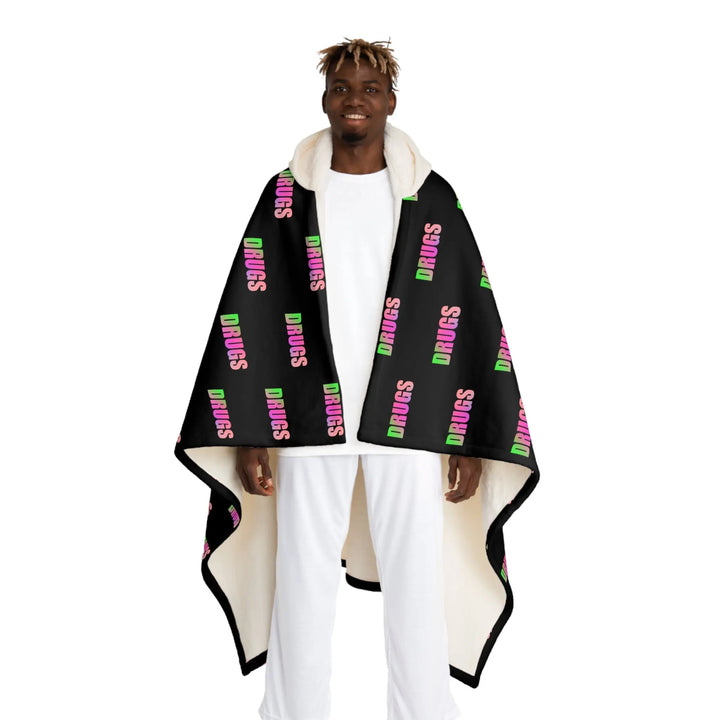 Drugs Holographic Hooded Fleece Sherpa Blanket