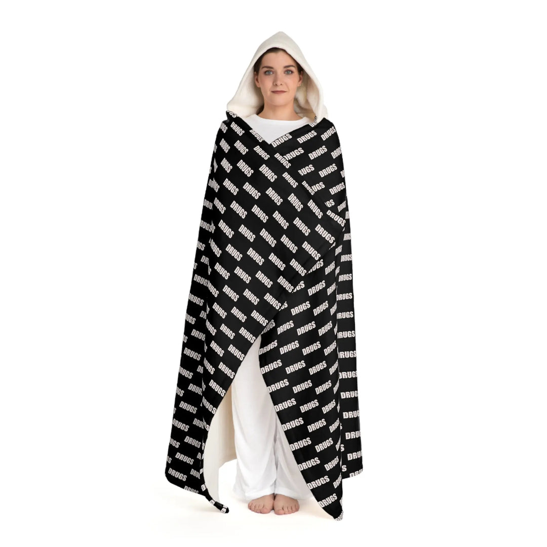 Drugs Checkered Hooded Fleece Sherpa Blanket