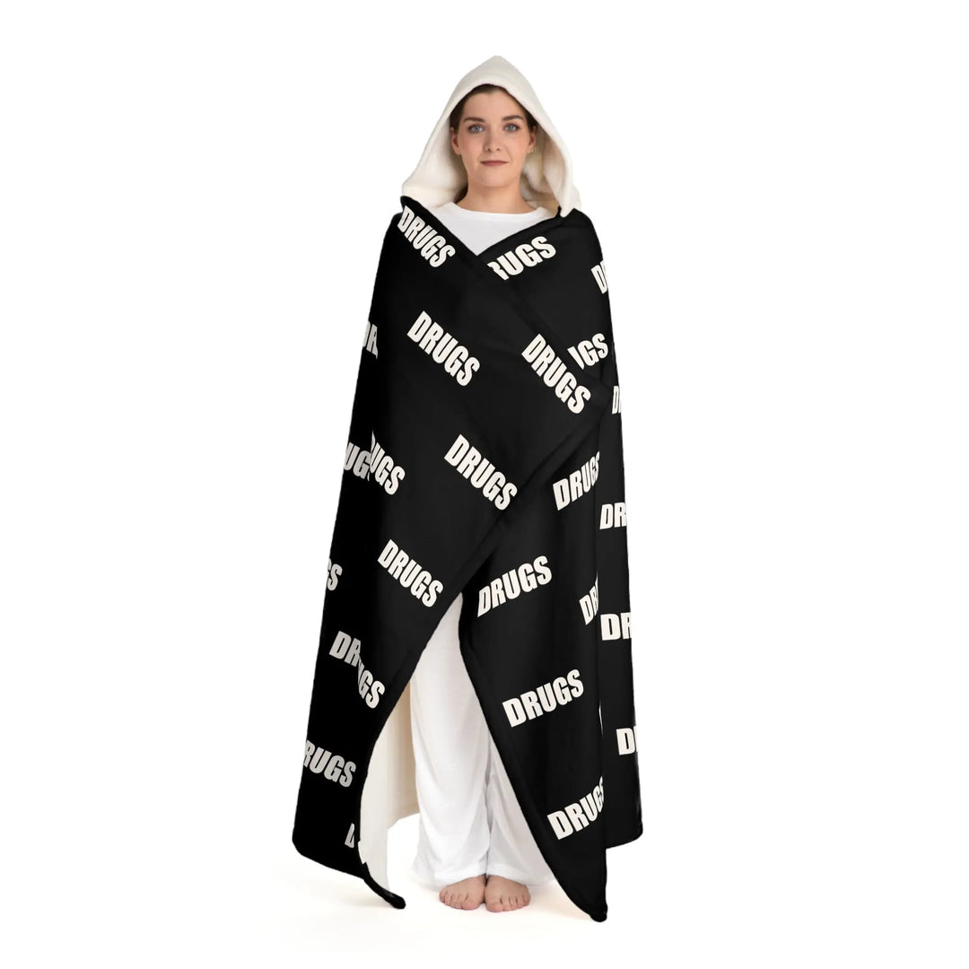 Drugs Black And White Hooded Fleece Sherpa