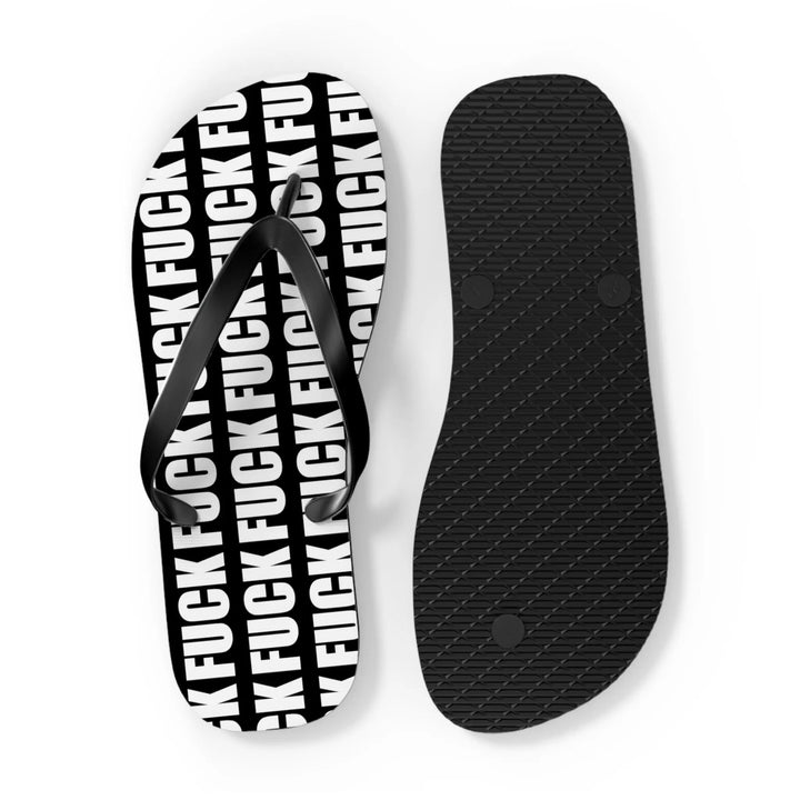 Fuck Black And White Flip Flops